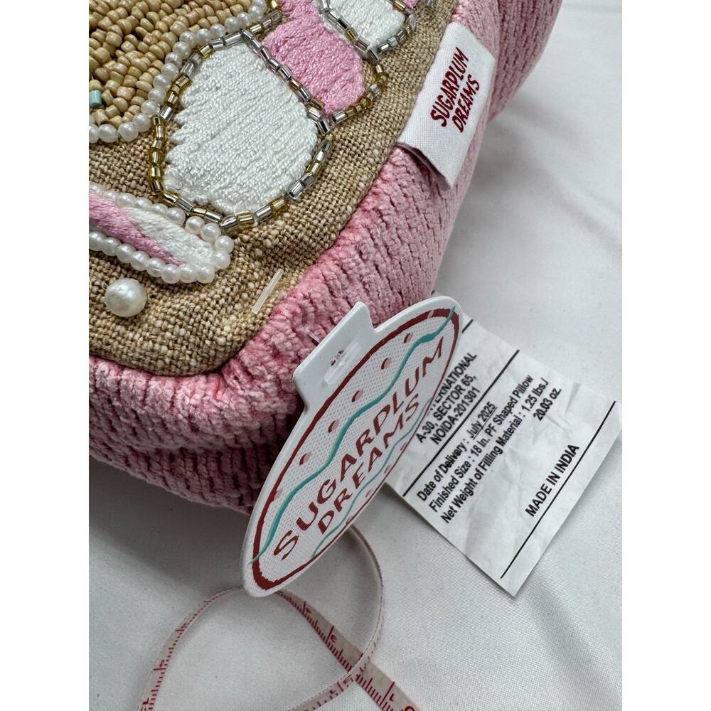 Sugar Plum Dreams Christmas Holiday Throw Pillow Pastel Beaded Bling Beads NWT - Picture 9 of 9